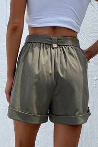 Solid Color Casual Shorts With Belt
