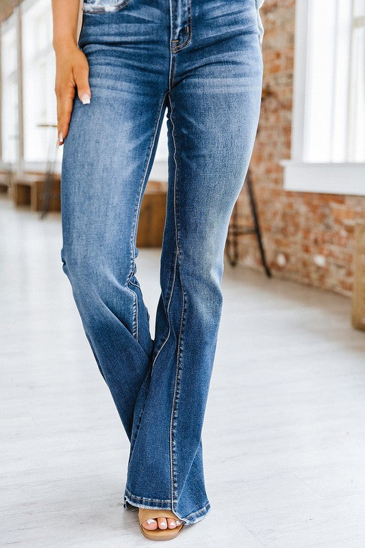 Casual Seam Distressed High Waist Jeans